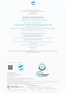 recycled polyester organic cotton certificate